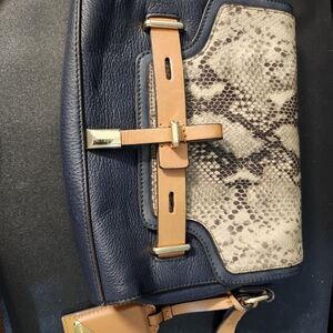 Two by Vince Camuto Navy and Tan Shoulder Bag